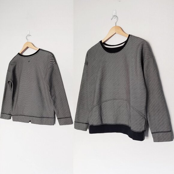 LULULEMON Women's 4 Keep Up Crew Sweatshirt Top Telemark Print Black Mojave Tan - Picture 7 of 16